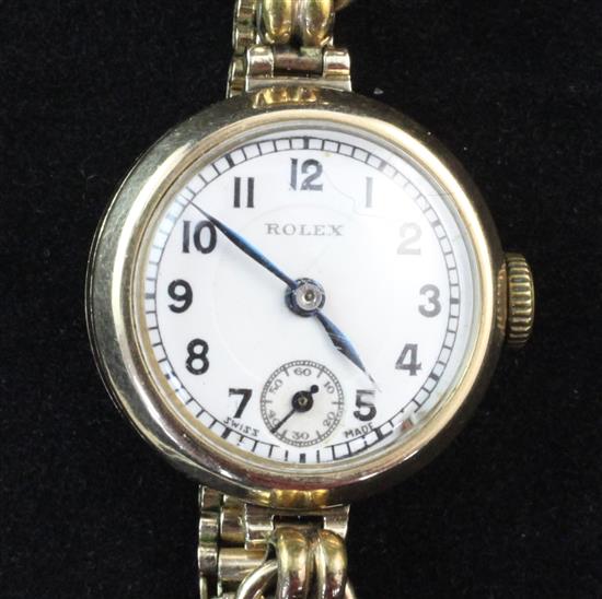 A ladys 1930s 9ct gold Rolex manual wind wrist watch,